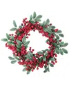 Northlight Artificial Lush Red Berry & Deep Green Leaf Decorative Christmas Wreath