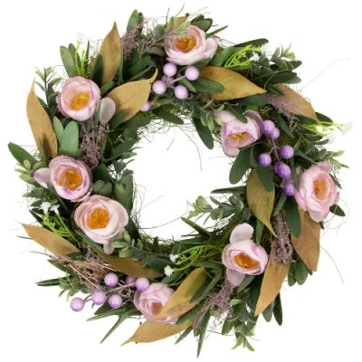 Northlight Artificial Mixed Floral And Greenery Spring Wreath In Purple