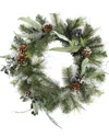 Northlight Artificial Mixed Pine With Blueberries Pine Cones & Ice Twigs Christmas Wreath