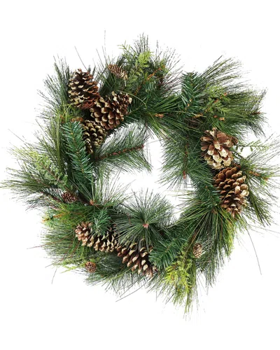 Northlight Artificial Mixed Pine With Pine Cones & Gold Glitter Christmas Wreath