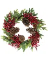 Northlight Artificial Pine Cone Red Berry & Pine Sprig Christmas Wreath