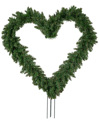 Northlight Artificial Pine Heart Shaped Wreath With Ground Stakes In Green