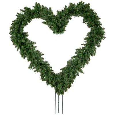 Northlight Artificial Pine Heart Shaped Wreath With Ground Stakes In Green