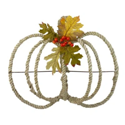 Northlight Autumn Foliage And Rope Pumpkin Fall Harvest Wall Decoration In Green