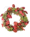 Northlight Autumn Harvest Acorn Berry And Burlap Rustic Thanksgiving Wreath  18-inch In Red