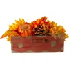 Northlight Autumn Harvest Glitter Floral Arrangement In Orange