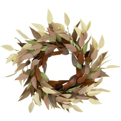 NORTHLIGHT NORTHLIGHT AUTUMN HARVEST NEUTRAL FALL FOLIAGE LEAF WREATH, 22-INCH, UNLIT