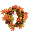 Northlight Autumn Leaves With Pine Cones & Pumpkins Fall Harvest Artificial  Wreath In Orange