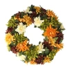 Northlight Autumn Orange And Green Chrysanthemum Artificial Thanksgiving Wreath In Orange