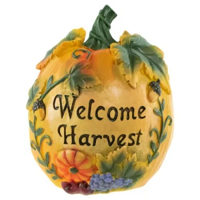 Northlight Autumn "welcome Harvest" Pumpkin Thanksgiving Decoration In Multi