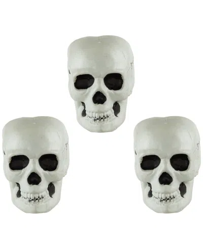 Northlight Bag Of Skulls Halloween Decorations, Set Of 3 In White