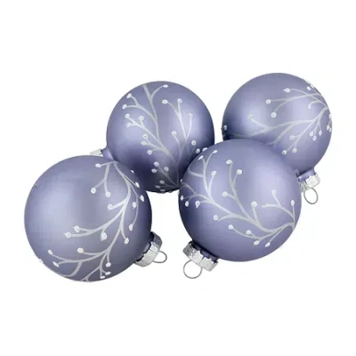 Northlight Ball With Branch Design 4-pc. Christmas Ornament In Purple