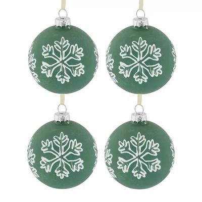 Northlight Ball With Snowflakes 4-pc. Christmas Ornament In Green