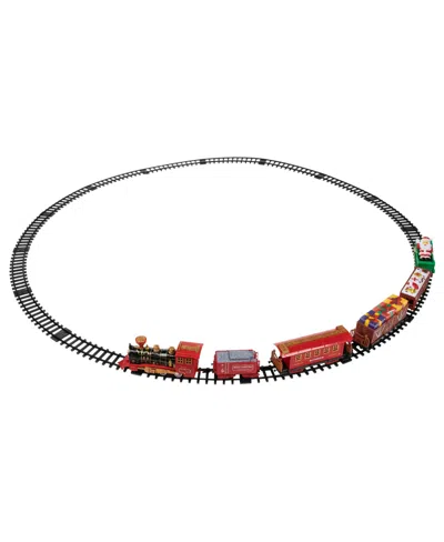 Northlight Battery Operated Lighted And Animated Christmas Train With Music And Sound Set, 22 Piece In Red