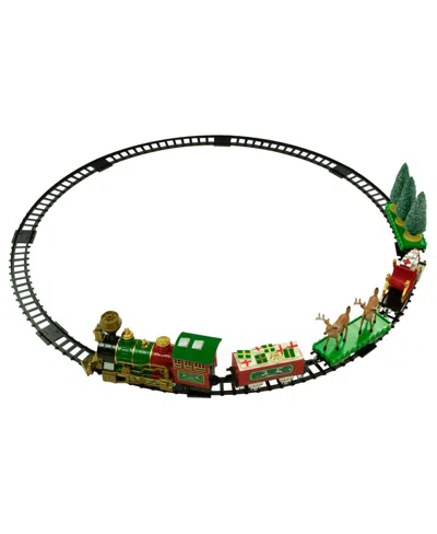 Northlight Battery Operated Lighted And Animated Christmas Train With Working Smokestack Set, 22 Piece In Red