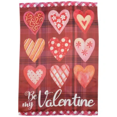 Northlight Be My Valentine Plaid And Heart Garden Flag 18" X 12.5" In Red