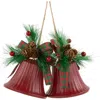 Northlight Bells With Pine Sprigs And Bow Christmas Ornaments- 7" In Red