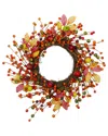 Northlight Berries & Apples Foliage Twig Artificial Thanksgiving Wreath In Orange
