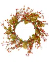 Northlight Berries & Leaves Fall Harvest Artificial Wreath In Yellow