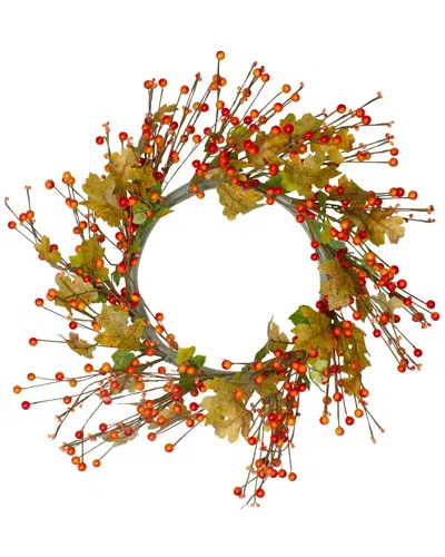 Northlight Berries & Leaves Fall Harvest Artificial Wreath In Yellow