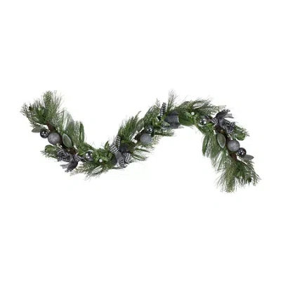 Northlight Berries And Plaid Bows Unlit Christmas Indoor Garland In Multi