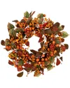 Northlight Berries And Pumpkins Artificial Fall Harvest Wreath In Orange