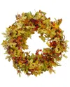 Northlight Berries And Twigs Artificial Thanksgiving Wreath Yellow 30-in- Unlit In Yellow