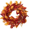 Northlight Berries With Leaves Artificial Fall Harvest Twig Wreath In Red