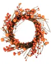 Northlight Berries With Mini Pumpkins Fall Harvest Wreath In Red