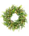 Northlight Berry And Crabapple Fern Foliage Spring Wreath In Green