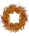 Northlight Yellow And Orange Berry And Leaves Fall Harvest Artificial Wreath In Yellow