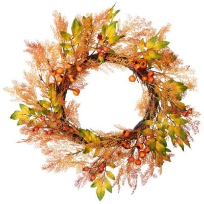 Northlight Berry, Caspia And Leaves Fall Harvest Artificial Wreath In Multi