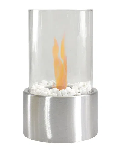 Northlight Bio Ethanol Round Portable Fireplace With Base In Silver