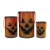 Northlight Black And Orange Metal Pumpkin Lanterns Halloween Tabletop Decor In Orange