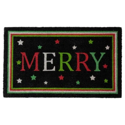 NORTHLIGHT NORTHLIGHT BLACK COIR "MERRY" CHRISTMAS DOORMAT 18" X 30"