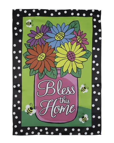 Northlight Bless This Home Bouquet With Vase Outdoor House Flag In Green
