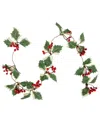 Northlight Holly And Berry White Led Lights Pre-lit Christmas Indoor Garland In Green