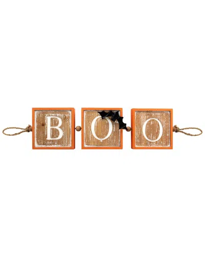 Northlight Boo Wooden Block Halloween Sign With Bats In Brown