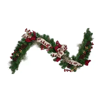 Northlight Bows And Berries Unlit Christmas Indoor Garland In Multi