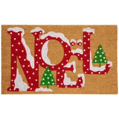 Northlight Brown And Red "noel" Natural Coir Outdoor Christmas Doormat 18" X 30"