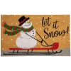 Northlight Snowman Let It Snow Coir Indoor Rectangular Doormat In Brown