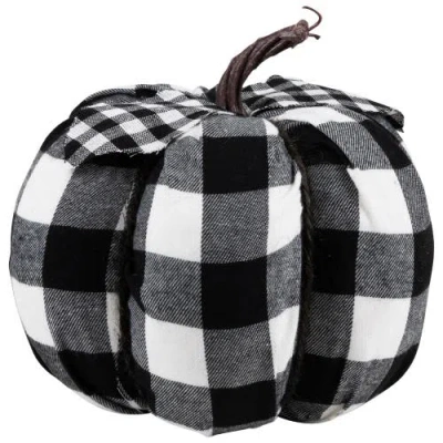Northlight Buffalo Plaid Fall Harvest Pumpkin In Black