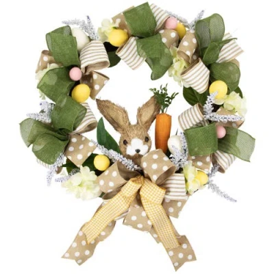 Northlight Bunny And Bows Floral Easter Wreath In Brown