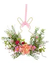 Northlight Bunny & Peony Mixed Floral Wall Hanging In Pink