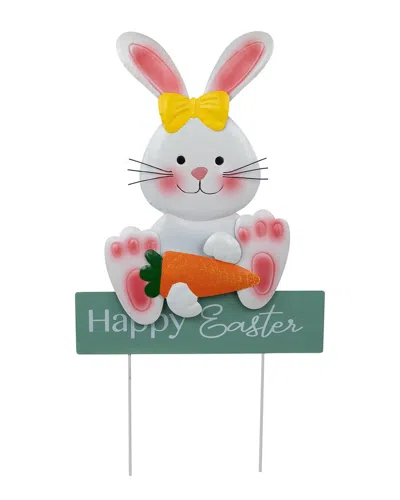 Northlight Bunny With Carrot Happy Easter Outdoor Garden Stake In White