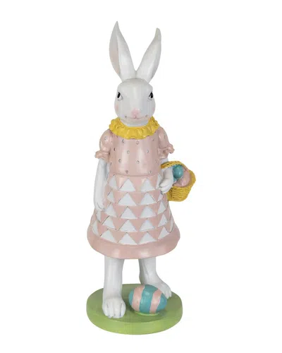 Northlight Bunny With Easter Basket Outdoor Garden Statue In Pink