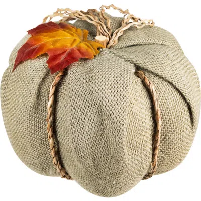 Northlight Burlap And Jute Fall Harvest Pumpkin Decoration In Green