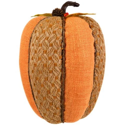 Northlight Burlap And Woven Jute Fall Harvest Pumpkin Decoration In Orange