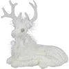 Northlight Cable Knit Sweater Sitting Reindeer Christmas Figure In White