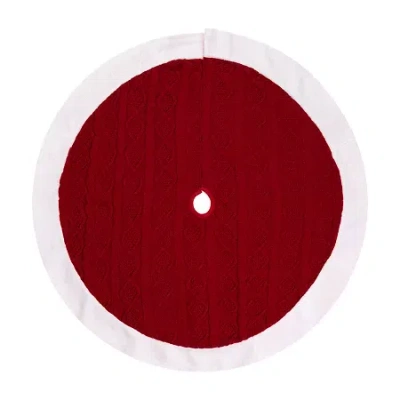 Northlight Cable Knit With Faux Fur Trim Indoor Tree Skirt In Red